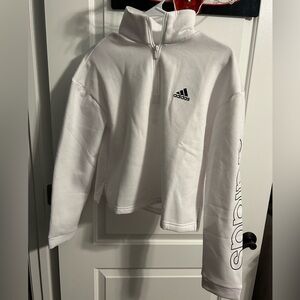 White cropped Adidas sweatshirt M
